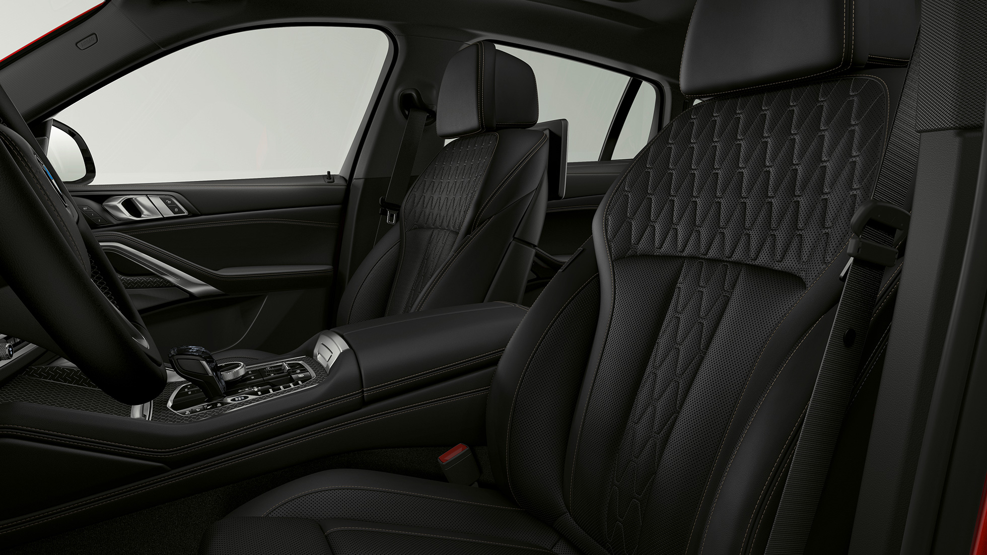 BMW X6 with BMW xLine, upholstery. BMW X6 Interior with BMW xLine with focus on upholstery.