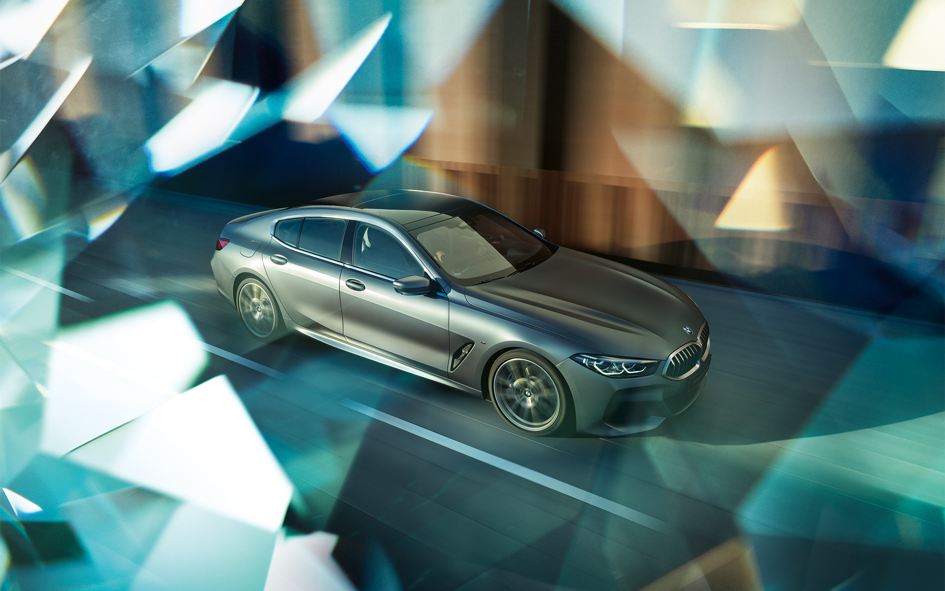 BMW 8 Series Coupé, three-quarter front-right A three-quarter front-right still shot of the BMW 8 Series Coupé in an urban setting.