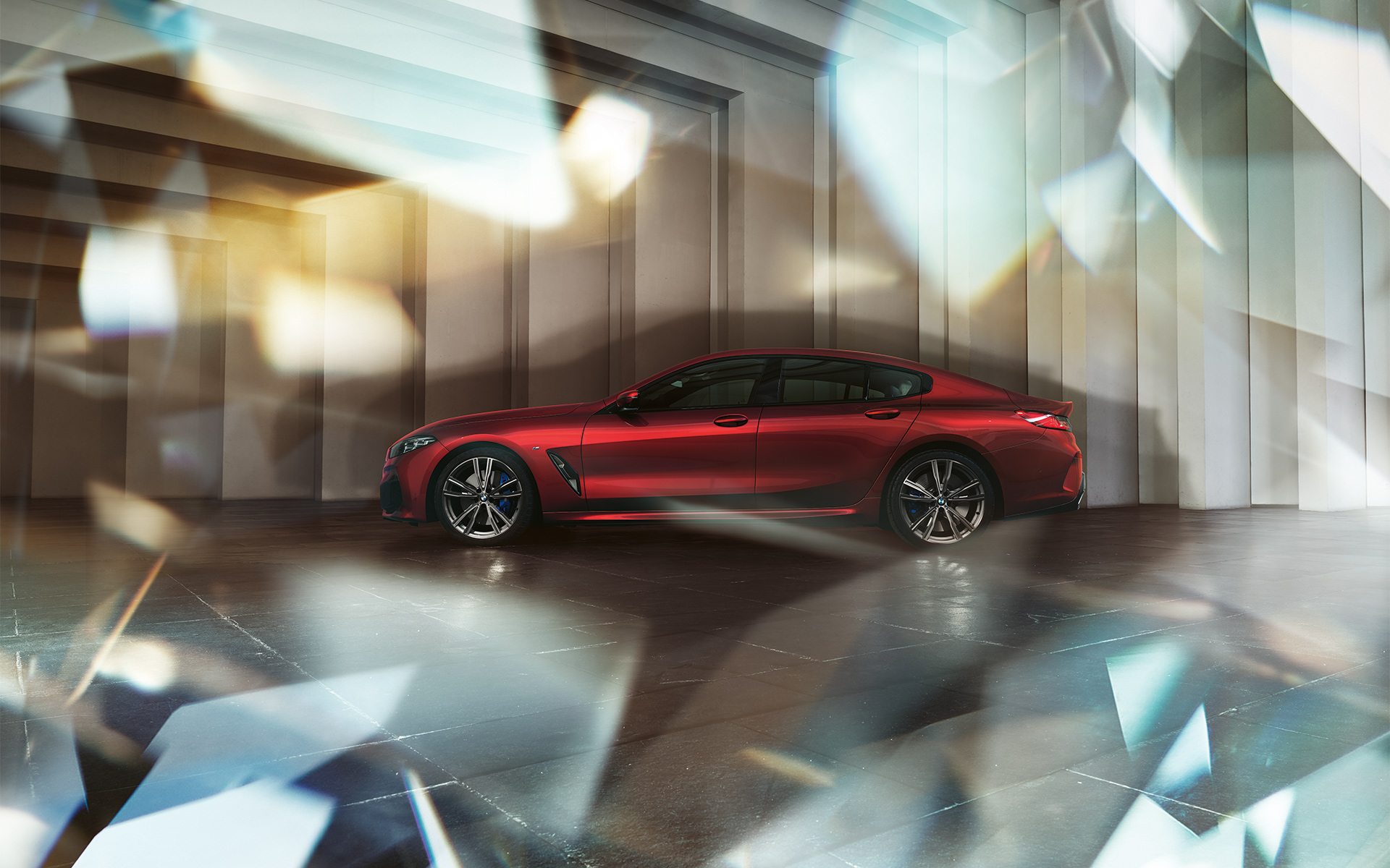 BMW 8 Series Coupé, right Right-side shot of the BMW 8 Series Coupé in an urban setting.